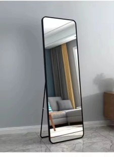 Woodly 150X40cm Freestanding Rectangular Wall Mirror with Gold Frame Decorative Mirror