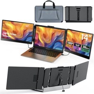 shop smart 14 inch HD IPS Panel Monitor (14" Triple Screen Laptop Monitor Extender-Portable and Foldable)