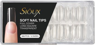 Sioux Soft Nail Tips - 506 Piece Full Cover Long Square Transparent