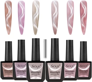 Sioux Starlit Fantasy Moonlight Cat Eye Nail Polish Gel - Shimmer Glitter Glass 3 x 15ml