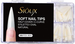 Sioux Half Cover C-Curve Soft Nail Tips (500 Piece) - Natural Stiletto