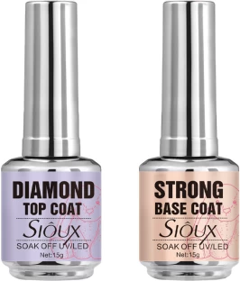 SIOUX UV Gel Nail Diamond Top Coat & Strong Base Coat 15ml