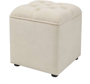 MOREHOME Velvet Tufted Button Ottoman Foam Standard Ottoman