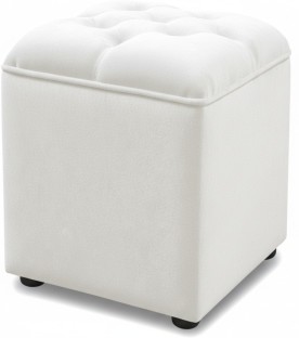 CHERRYHANG Velvet Tufted Ottoman Footstool, Button-Detail Design Fabric Standard Ottoman