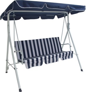 Outdoor Buddy Sunset Glider 3-Seater Garden Swing (Blue & White) Steel Large Swing