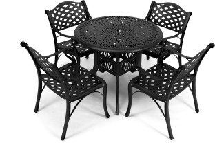 Anray 4 Seater Outdoor Aluminium Patio Set 4SLAC90R-BL Metal Table & Chair Set