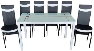 Generic Table + 6 Chairs Dinning Set Metal Table & Chair Set