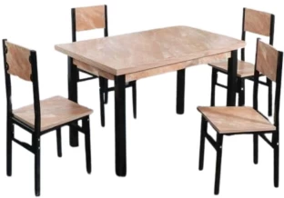 Generic B12 WOOD DINING TABLE WITH 4 CHAIR SET Solid Wood Table & Chair Set