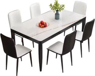 Generic A152-6 Modern Simple Tempered Glass Dining Table Chair Set Metal Table & Chair Set