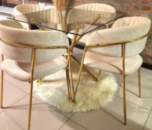 Furniture Home Table and 4 Chairs Glass Table & Chair Set