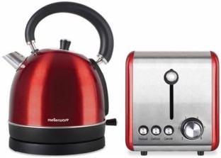 Mellerware 1.8-Litre Stainless Steel Red Toaster And Kettle Combo Set Oven