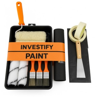 Investify DIY 14 piece Premium Paint Roller, Tray & Brush Kit for Exterior Walls & Trim Paint Roller