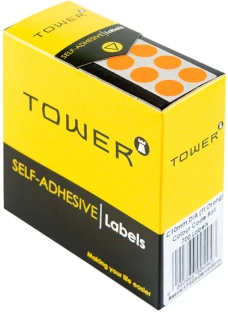 TOWER C19 Colour Code Labels Noen Orange Dot Self Adhesive Paper Label