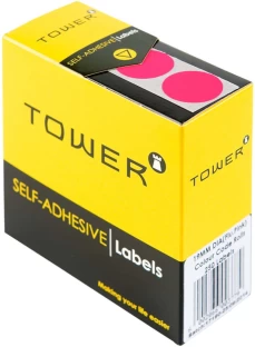 TOWER C19 Colour Code Labels Pink Dot Self Adhesive Paper Label