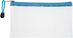 Treeline 22cm Clear Pencil Bag (Small) With Blue Zip Pencil Box
