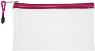 Treeline 22cm Clear Pencil Bag (Small) With Pink Zip Pencil Box