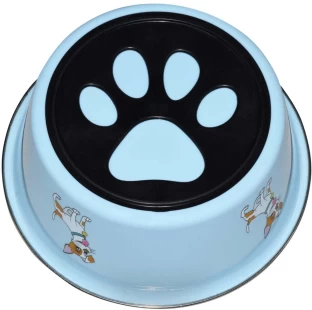 OL'ROY Stainless Steel Bowl Blue Medium Stainless Steel Pet Bowl