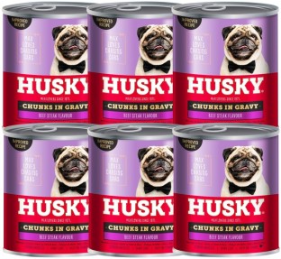 Husky Chunks in Gravy Beef Steak Flavour Beef 6 x 775 g Wet Adult, Senior, Young Dog Food