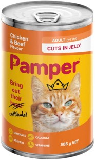 Pamper Flavour Chicken, Beef 12 x 385 g Wet Adult Cat Food