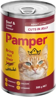 Pamper Flavour Beef, Liver 12 x 385 g Wet Adult Cat Food