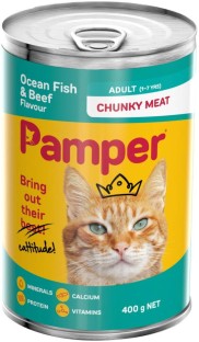 Pamper Ocean and Flavour Fish, Beef 12 x 400 g Wet Adult Cat Food