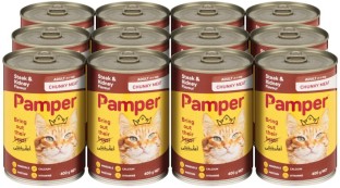 Pamper Steak and Kidney Flavour Meat 12 x 400 g Wet Adult Cat Food