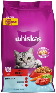 Whiskas Sterilised Beef 2.7 kg Dry Adult Cat Food