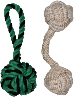Grants Pets Ball Rope 2 & 1 Knot Cotton Training Aid For Dog