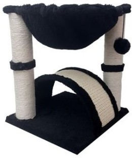 S-Cape Plush and Sisal Wrapped Cat Scratching Post - Black L Pet Bed