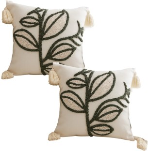 Wobuciko Geometric Cushion Nordic With Tassels 45cm Green 2 Pack Polyester Fibre Geometric Cushion