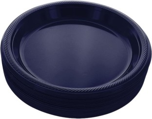 Party Plate 22cm Black Party Plastic Plate Dinner Plate