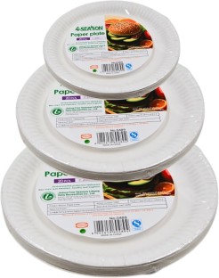 4 Season Paper Plates Disposable Set , 60 Pieces, 20cm+22cm+25cm Dinner Plate