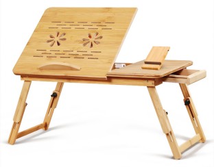 chenshia Bamboo Laptop Table with USB Cooling Fan and Phone Docking Stand Wood Portable Laptop Table
