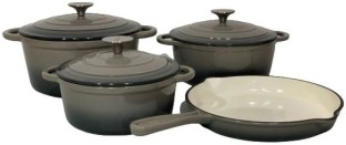 ONLINE OASIS 7 Piece Authentic Cast Iron Dutch Oven Cookware Pot Set Pan Set with Lid 2.5 L capacity