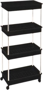 Trolley Multi Purpose 4 Shelves Rectangular Tray Plastic Rack Shelf