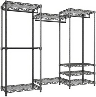 Topika Heavy Duty Wardrobe Closet Organiser with 4 Rods & 8 Shelves Stainless Steel Rack Shelf For  Storage