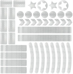 ALANES 42 Pieces Reflective Stickers for Hard Surfaces Motorcycle Bicycles - White 12 cm x 21 cm White Reflective Tape