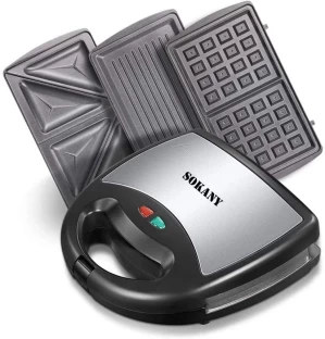 SOKANA-ELCTRO WORLD DH - 3 in 1 Sandwich Maker - 750W Electric Grill, Waffle, Toast