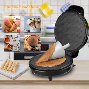 Generic Diameter 20cm Waffle Cone Maker and Ball Maker 1000w Non-stick Homemade Ice Cream Cone Baking Cookie Non-Stick Coating Electric Waffle, Open Grill, Toast