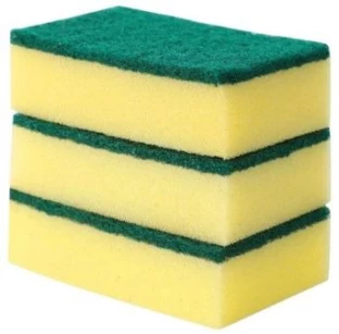 LC Multipurpose Kitchen Cleaning Sponge with Scrub Layer - Yellow Scrub Sponge