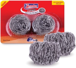 SPONTEX Spiral Scourers 2 Pack Stainless Steel Scrub