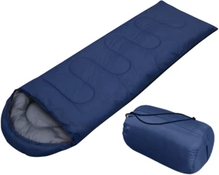 ALANES Lightweight Envelope Hooded Camping Sleeping Bag (180+30) x 75cm - Navy Blue Sleeping Bag
