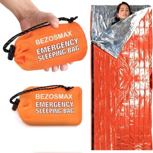 BezosMax 2 Pack Emergency Sleeping Bag, Waterproof Mylar Survival Sleeping Bag, Lightweight & Compact Emergency Blanket for Camping Hiking Outdoor Survival & Travel Sleeping Bag