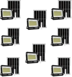 Actolight 8 x Premium Solar Rechargeable Flood Light - 150W Solar Light Set
