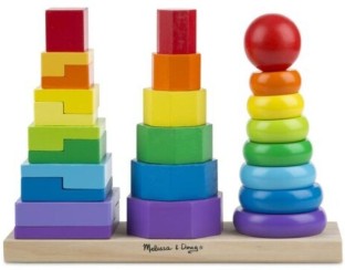 Melisa & Doug Melissa & Doug Geometric Stacker – Wooden Shape Sorting & Stacking Toy for Toddlers (2+ Years)