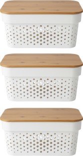 Generic Woven Storage Baskets with Natural Bamboo Lids Storage Box
