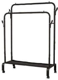 Unbranded Double Rail Clothes & Shoes Storage Rack - Black Shelf Organizers