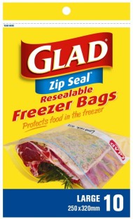 Glad Freezer Zipper Bag Large Plastic Storage Pouch