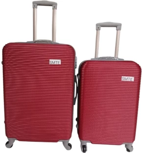 SMTE 2-Piece Hard Outer Suitcase Set - 22 Inch & 25 Inch Red Cabin & Check-in Set 4 Wheels - 25 inch