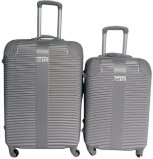 SMTE 2-Piece ABS Hard Shell Luggage Set - Silver Cabin & Check-in Set 4 Wheels - 27 inch
